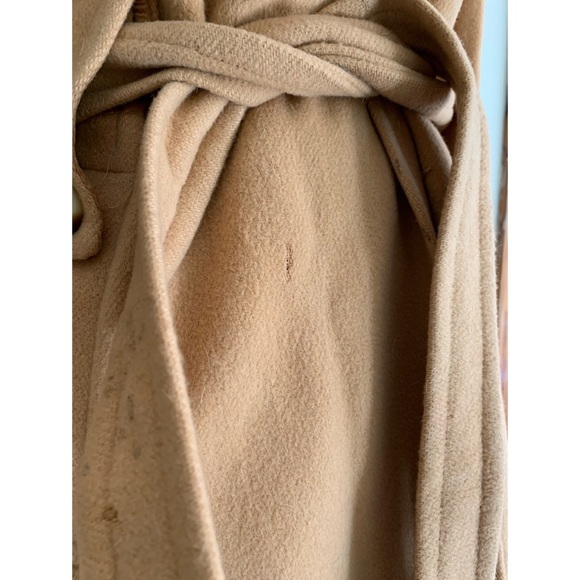 Vintage Wool Coat Fur Collar Belted Jacket Fur Collar Size S - Picture 10 of 13